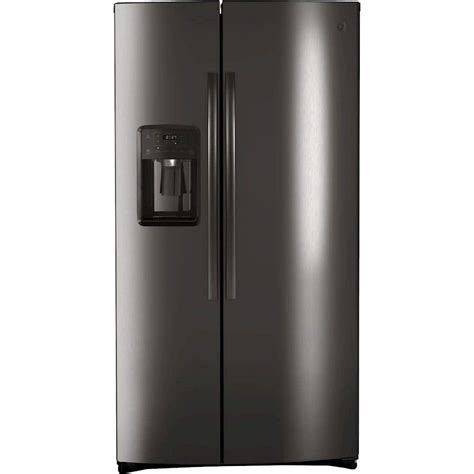 stainless steel refrigerator with black cabinet outdoor|black side by refrigerator freezer.